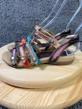 Spring Step Sandals Nadra Womens Size 7.5 Leather Multicolor Southwestern Casual